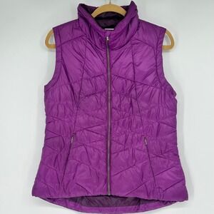 Columbia Womens Purple Quilted Puffer Vest Full Zip Lightweight Size M Gorpcore
